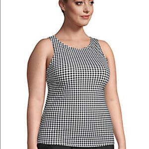 Lands' End Black and White Gingham Tankini Top
